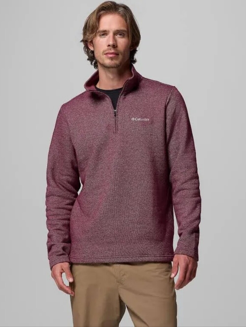 NWT Men's Great Hart Mountain III Half Zip Long Sleeve Red Spice Heather